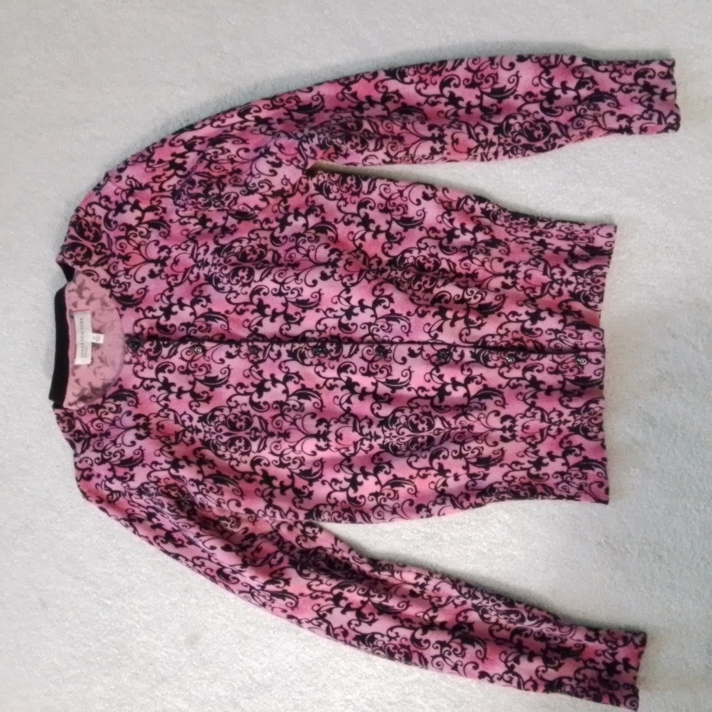 Jones New York Sport Pink and Black Button-up Cardi, Size M.